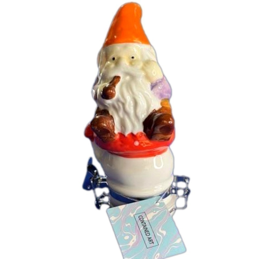 Contained Art Smoking Gnome Ceramic Jar